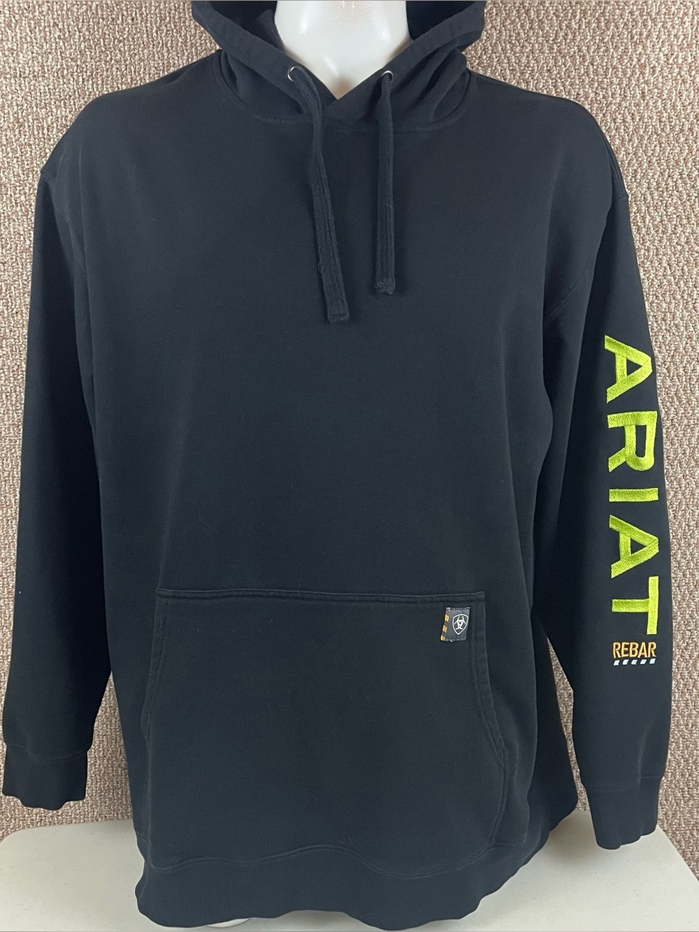 Ariat Rebar Hoodie Sweatshirt Mens 2XLT Black Long Sleeve Pullover Embroidered